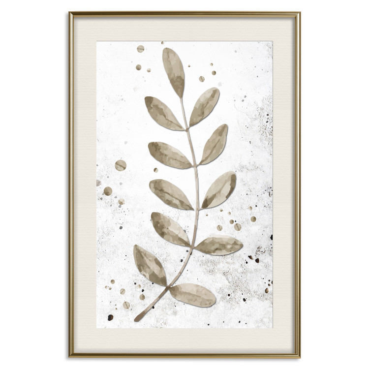 Poster Single Branch - delicate autumn leaves on a grayscale background 116413 additionalImage 19