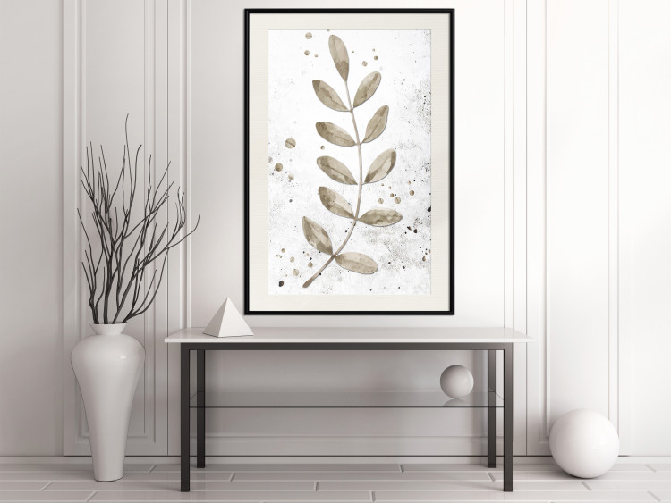 Poster Single Branch - delicate autumn leaves on a grayscale background 116413 additionalImage 22