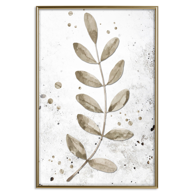 Poster Single Branch - delicate autumn leaves on a grayscale background 116413 additionalImage 20