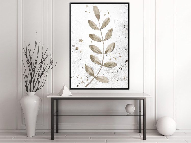 Poster Single Branch - delicate autumn leaves on a grayscale background 116413 additionalImage 11