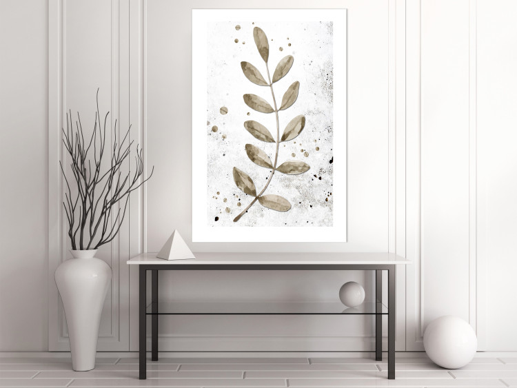 Poster Single Branch - delicate autumn leaves on a grayscale background 116413 additionalImage 12