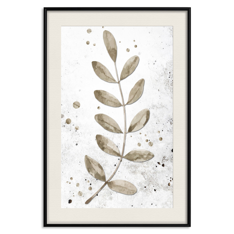Poster Single Branch - delicate autumn leaves on a grayscale background 116413 additionalImage 18
