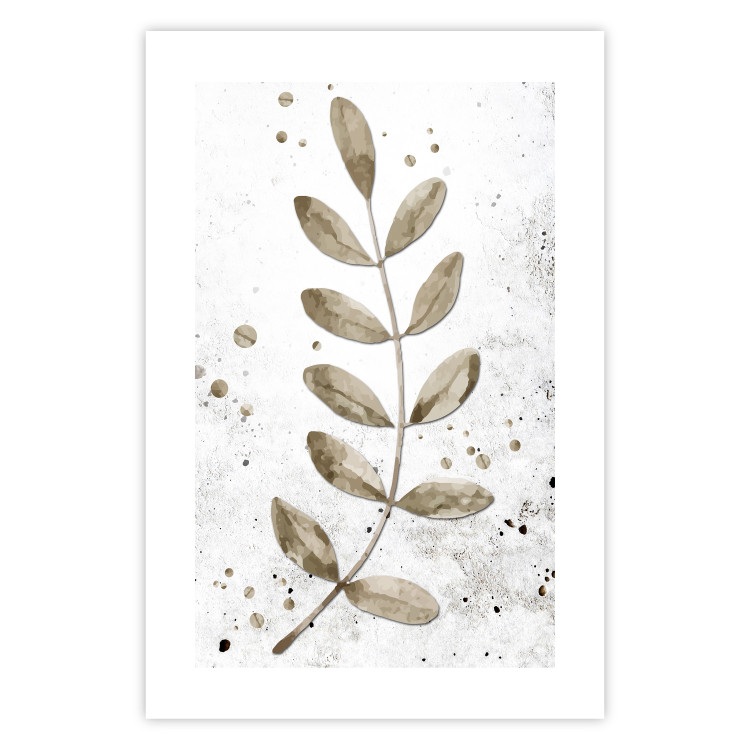 Poster Single Branch - delicate autumn leaves on a grayscale background 116413 additionalImage 25
