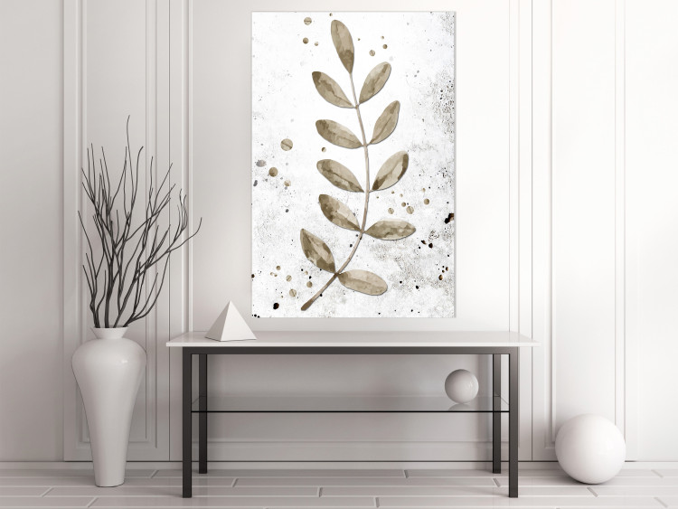 Poster Single Branch - delicate autumn leaves on a grayscale background 116413 additionalImage 23