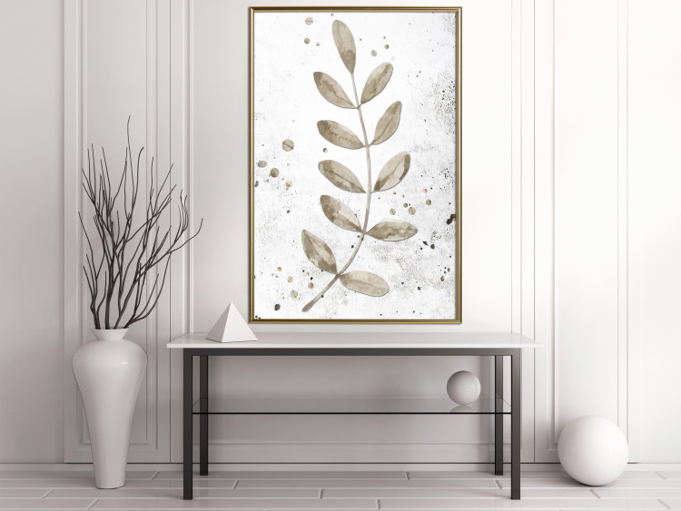 Poster Single Branch - delicate autumn leaves on a grayscale background 116413 additionalImage 9