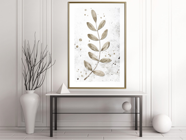 Poster Single Branch - delicate autumn leaves on a grayscale background 116413 additionalImage 15