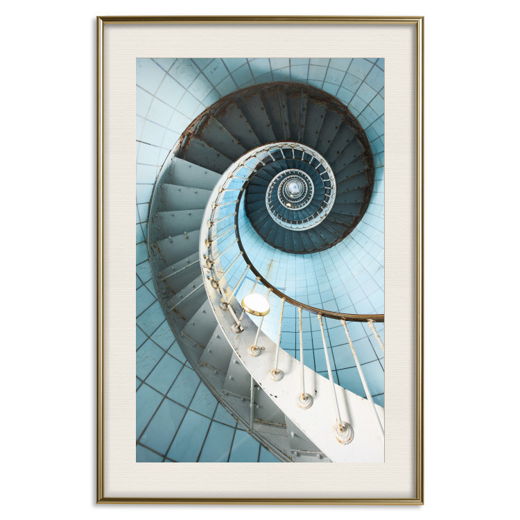 Poster Fibonacci Stairs - geometric blue composition with architecture 117913 additionalImage 19
