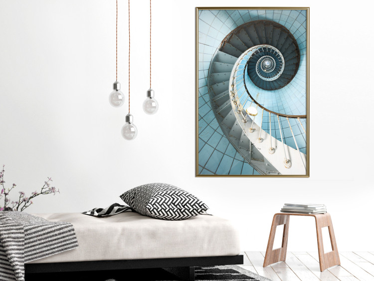 Poster Fibonacci Stairs - geometric blue composition with architecture 117913 additionalImage 5