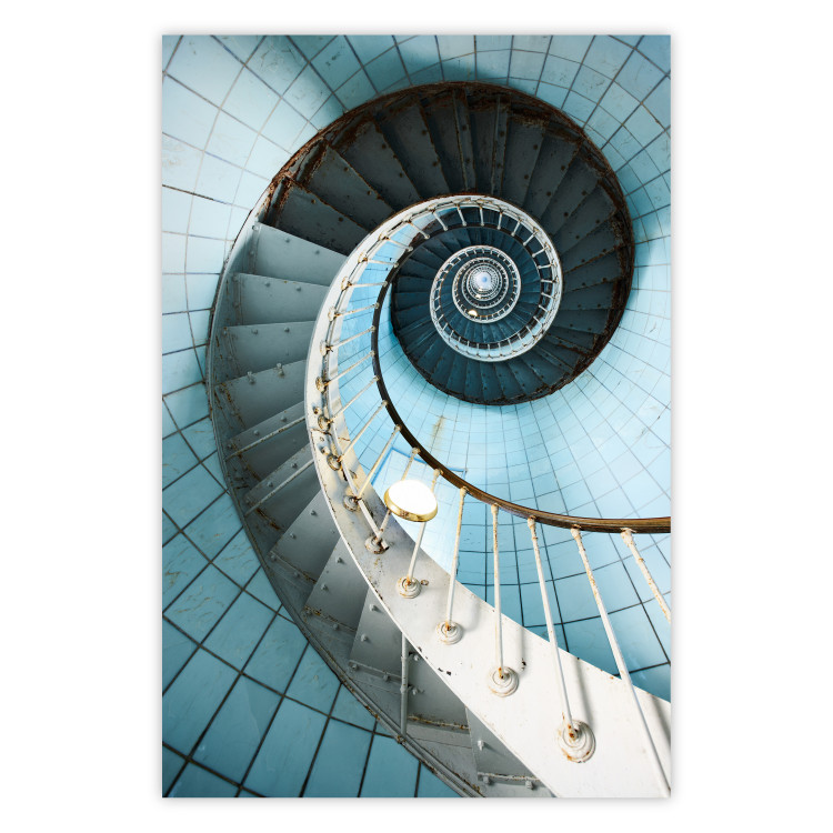 Poster Fibonacci Stairs - geometric blue composition with architecture 117913