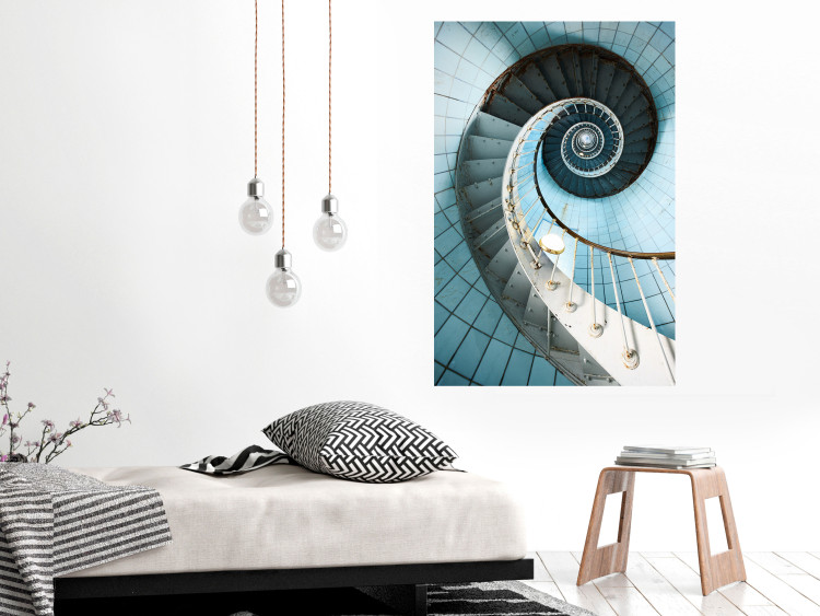 Poster Fibonacci Stairs - geometric blue composition with architecture 117913 additionalImage 25