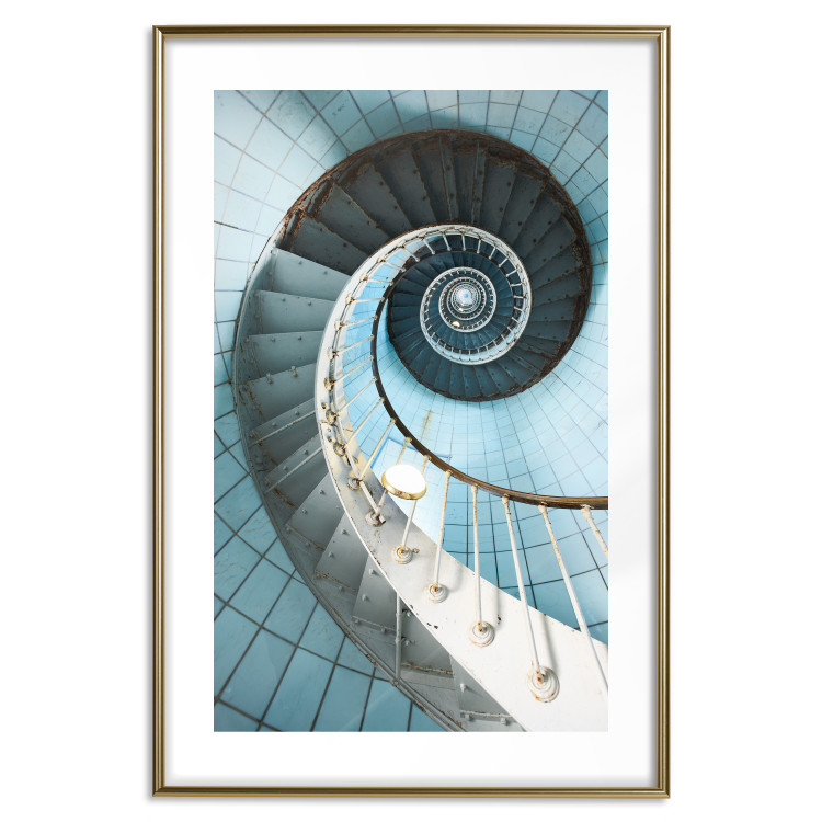 Poster Fibonacci Stairs - geometric blue composition with architecture 117913 additionalImage 16