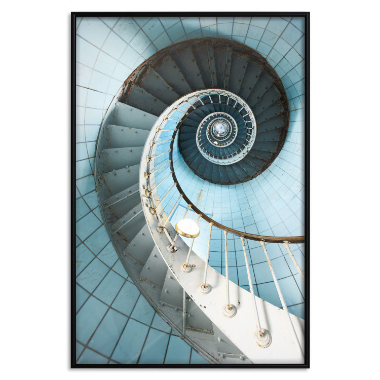 Poster Fibonacci Stairs - geometric blue composition with architecture 117913 additionalImage 21