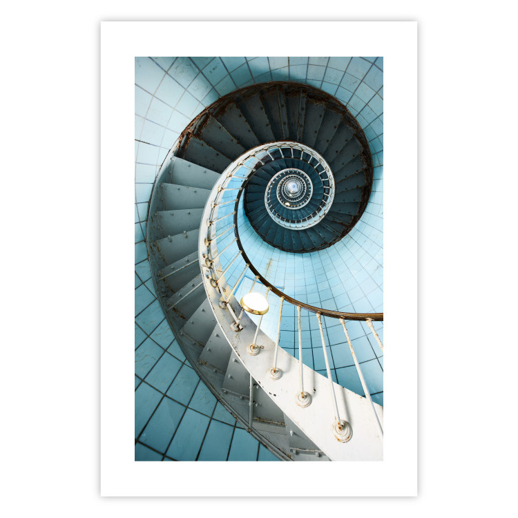 Poster Fibonacci Stairs - geometric blue composition with architecture 117913 additionalImage 24