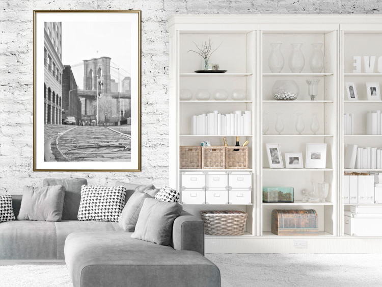 Wall Poster Brooklyn Bridge - black and white composition with New York architecture 118013 additionalImage 13