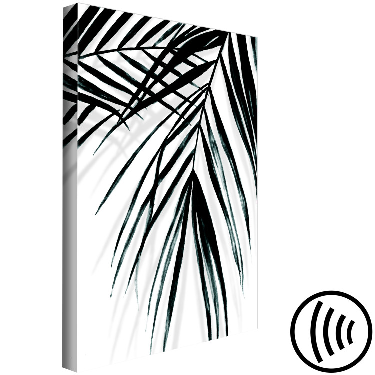 Canvas Art Print Relax under the palm - leaves of a tropical plant in a black and white minimalist style 119013 additionalImage 6