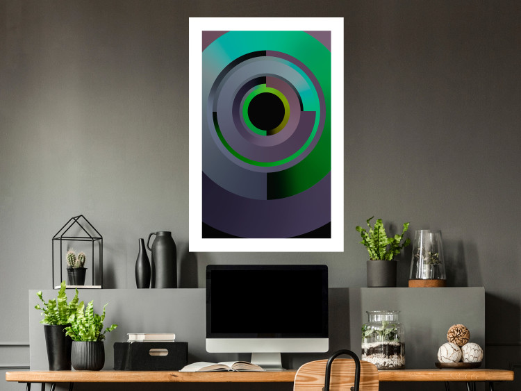Poster Efficient System - geometric abstraction in circles in green and gray 119213 additionalImage 4