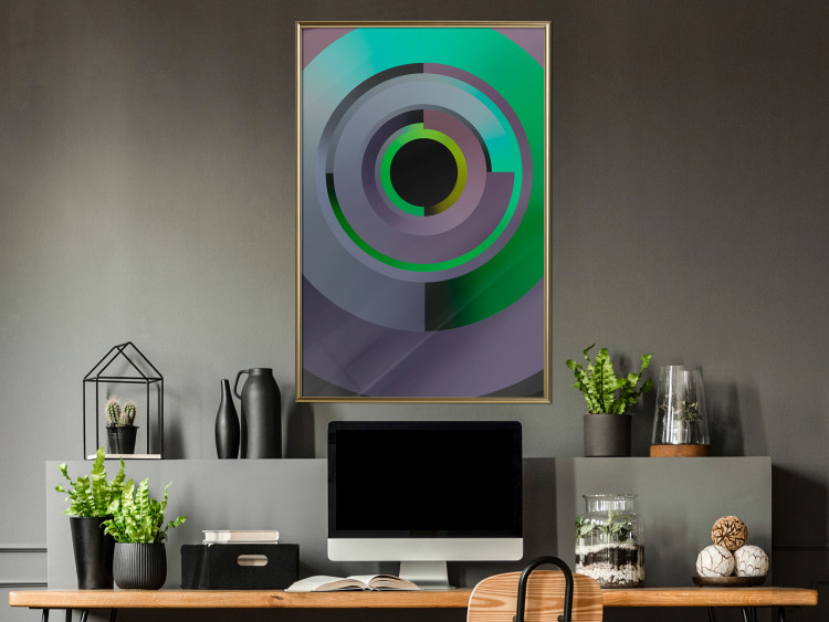 Poster Efficient System - geometric abstraction in circles in green and gray 119213 additionalImage 7