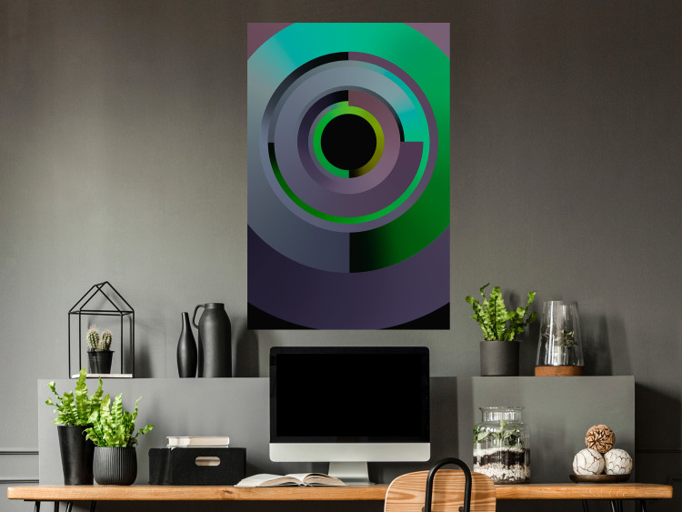 Poster Efficient System - geometric abstraction in circles in green and gray 119213 additionalImage 23
