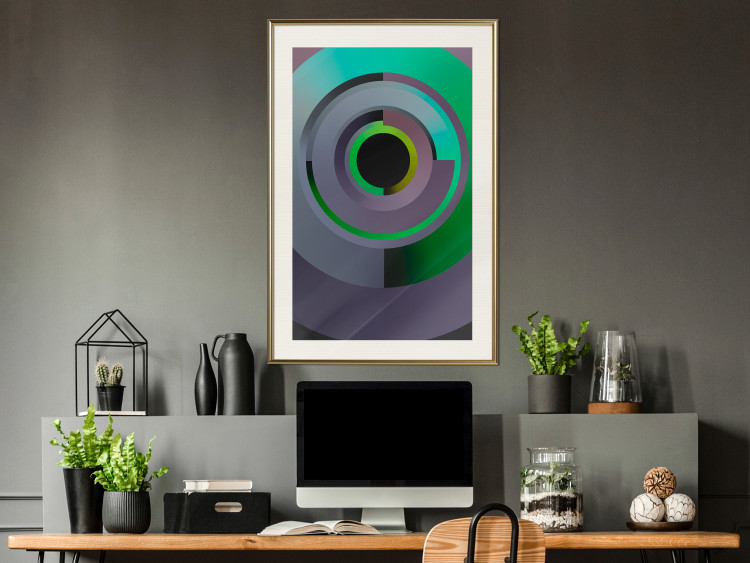 Poster Efficient System - geometric abstraction in circles in green and gray 119213 additionalImage 21