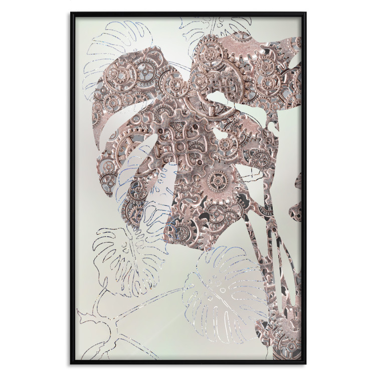 Poster Mechanism of Nature - botanical abstraction with monstera leaves and gears 121913 additionalImage 24