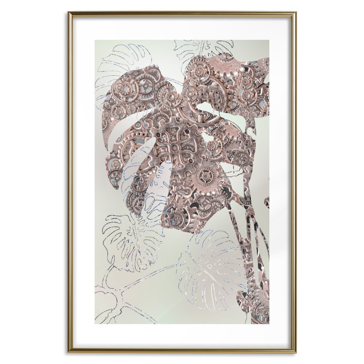 Poster Mechanism of Nature - botanical abstraction with monstera leaves and gears 121913 additionalImage 14