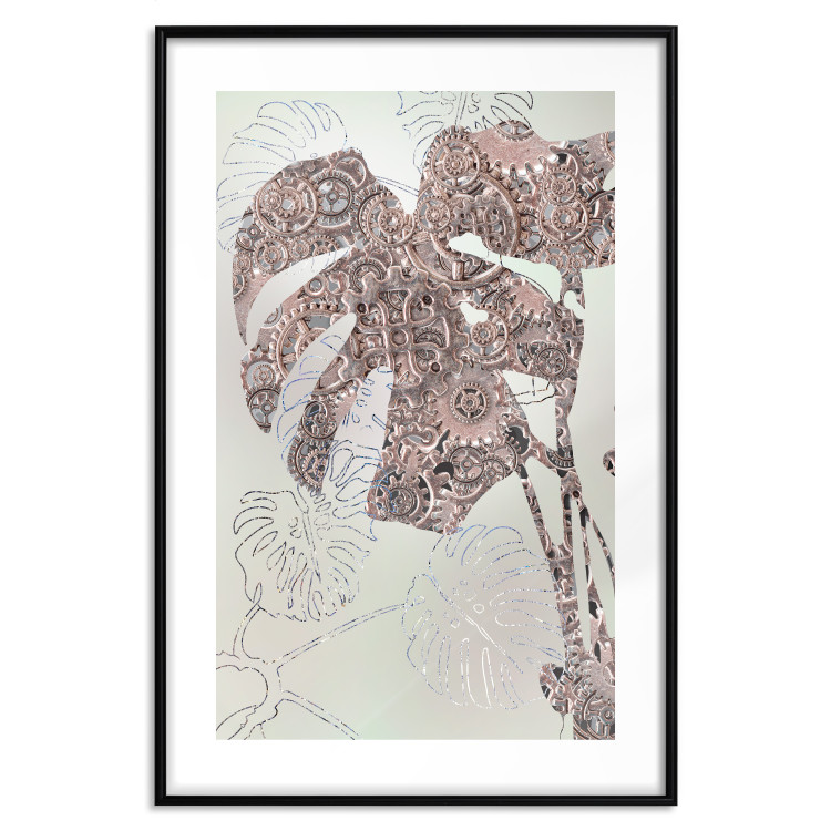 Poster Mechanism of Nature - botanical abstraction with monstera leaves and gears 121913 additionalImage 15