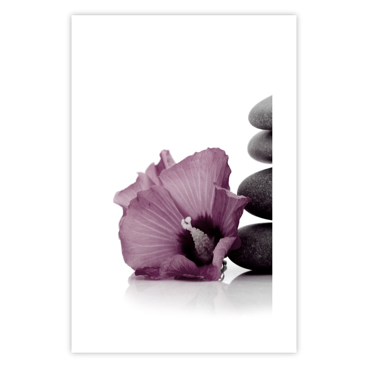 Wall Poster Stone Serenity - plant with pink flower and zen-style stones 123513 additionalImage 19