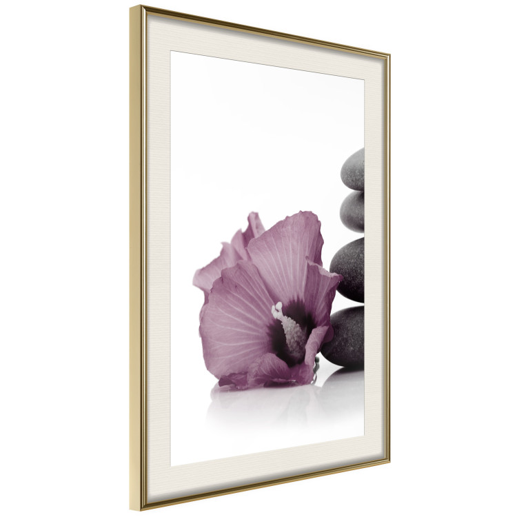 Wall Poster Stone Serenity - plant with pink flower and zen-style stones 123513 additionalImage 2