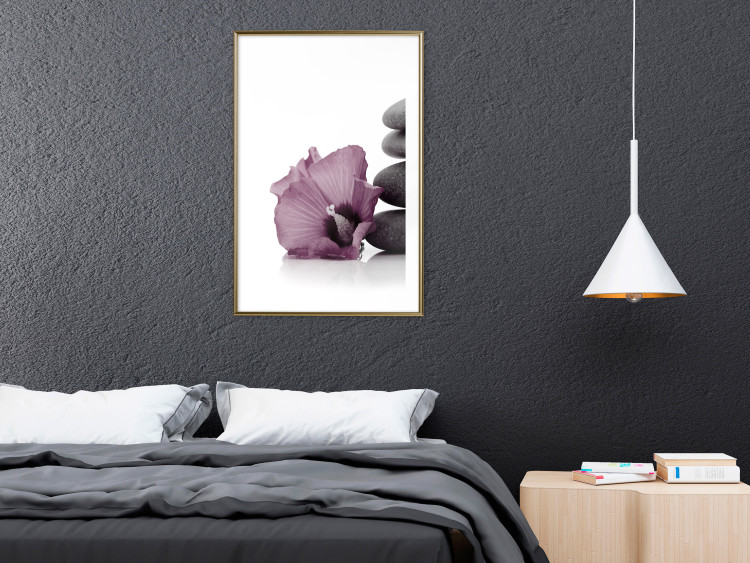 Wall Poster Stone Serenity - plant with pink flower and zen-style stones 123513 additionalImage 13