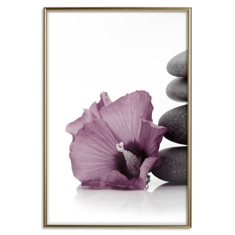 Wall Poster Stone Serenity - plant with pink flower and zen-style stones 123513 additionalImage 16