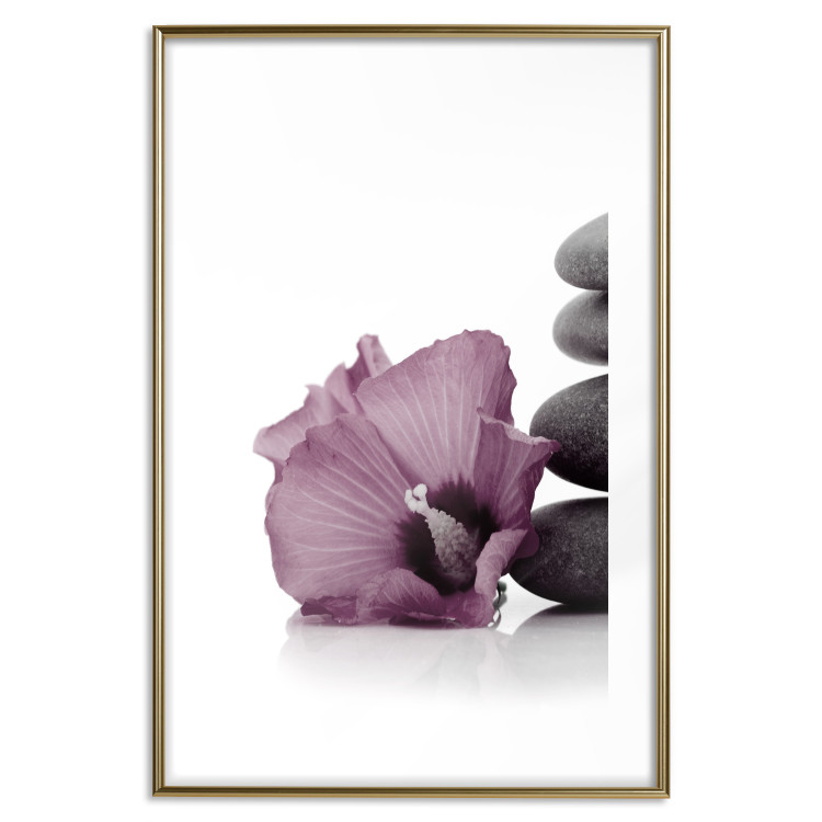 Wall Poster Stone Serenity - plant with pink flower and zen-style stones 123513 additionalImage 16