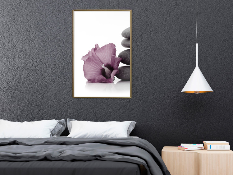 Wall Poster Stone Serenity - plant with pink flower and zen-style stones 123513 additionalImage 7