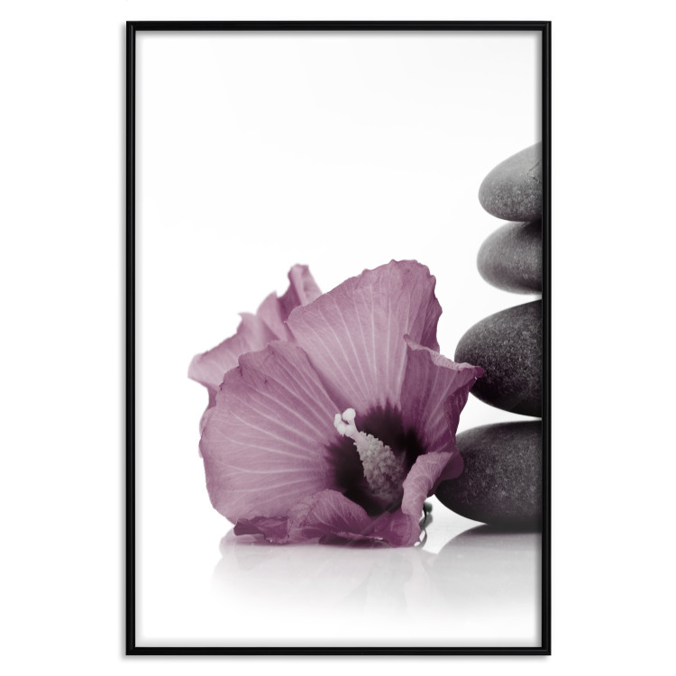 Wall Poster Stone Serenity - plant with pink flower and zen-style stones 123513 additionalImage 18