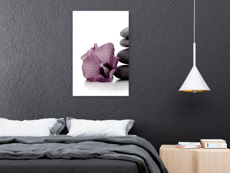 Wall Poster Stone Serenity - plant with pink flower and zen-style stones 123513 additionalImage 23