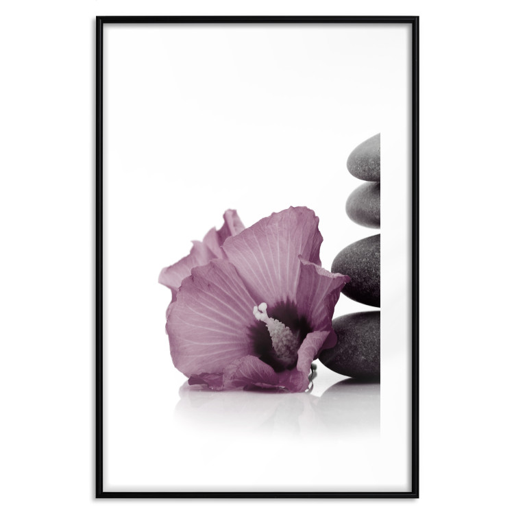 Wall Poster Stone Serenity - plant with pink flower and zen-style stones 123513 additionalImage 15