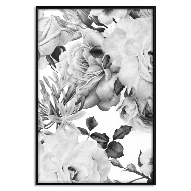 Poster Monochrome Flowers - black and white motif of flowers and leaves on white background 123813 additionalImage 18