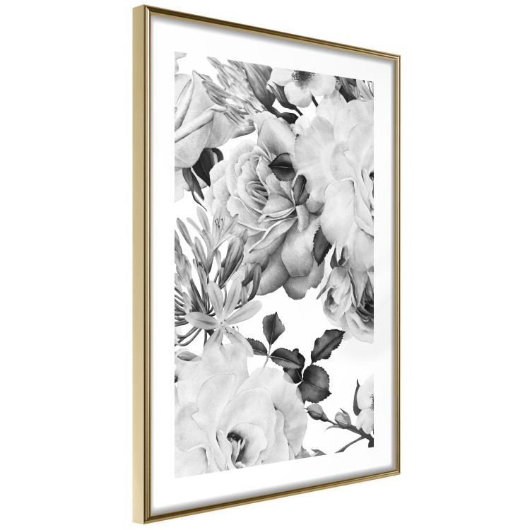 Poster Monochrome Flowers - black and white motif of flowers and leaves on white background 123813 additionalImage 6