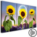 Canvas Art Print Sunflowers on clouds background - triptych with flowers, moon and sky 124413 additionalThumb 6