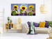 Canvas Art Print Sunflowers on clouds background - triptych with flowers, moon and sky 124413 additionalThumb 3