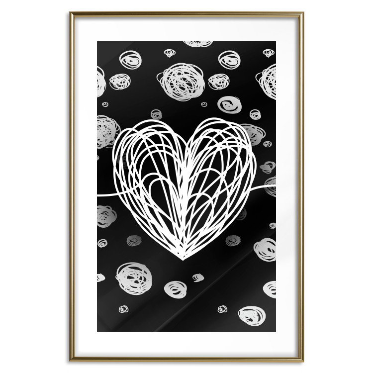 Poster Center of the Galaxy - abstract heart on a black background with white spheres 125413 additionalImage 14