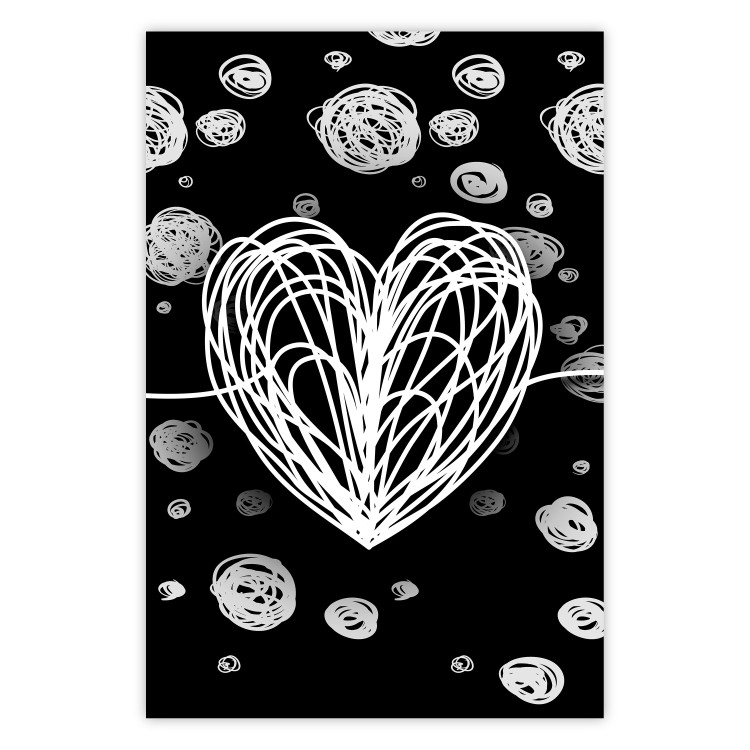 Poster Center of the Galaxy - abstract heart on a black background with white spheres 125413
