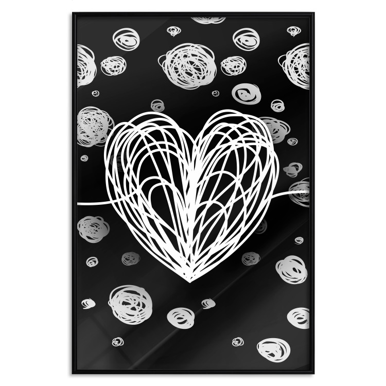 Poster Center of the Galaxy - abstract heart on a black background with white spheres 125413 additionalImage 18