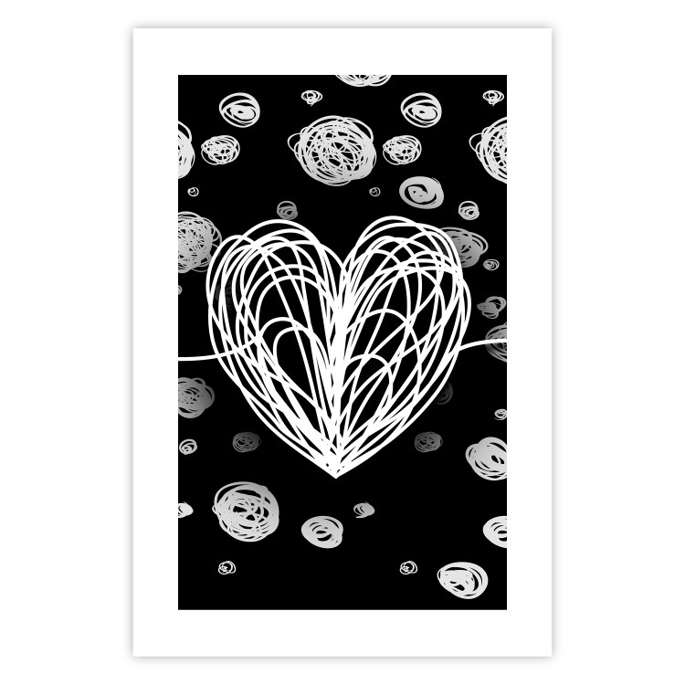 Poster Center of the Galaxy - abstract heart on a black background with white spheres 125413 additionalImage 19