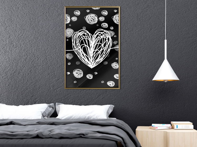 Poster Center of the Galaxy - abstract heart on a black background with white spheres 125413 additionalImage 5