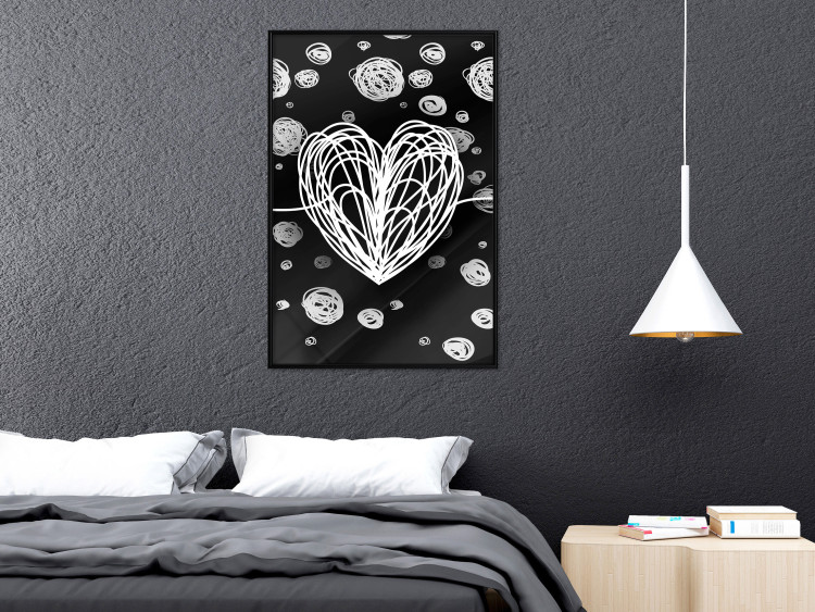 Poster Center of the Galaxy - abstract heart on a black background with white spheres 125413 additionalImage 3