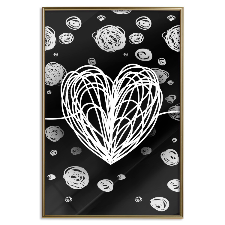 Poster Center of the Galaxy - abstract heart on a black background with white spheres 125413 additionalImage 16