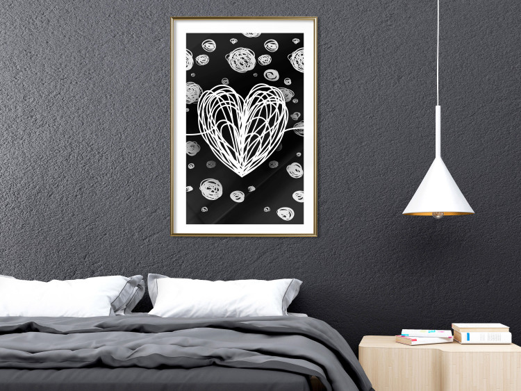 Poster Center of the Galaxy - abstract heart on a black background with white spheres 125413 additionalImage 13