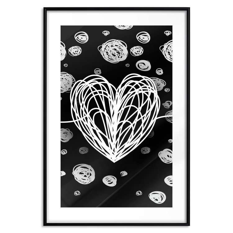 Poster Center of the Galaxy - abstract heart on a black background with white spheres 125413 additionalImage 15