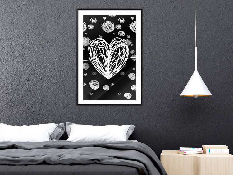 Poster Center of the Galaxy - abstract heart on a black background with white spheres 125413 additionalImage 4