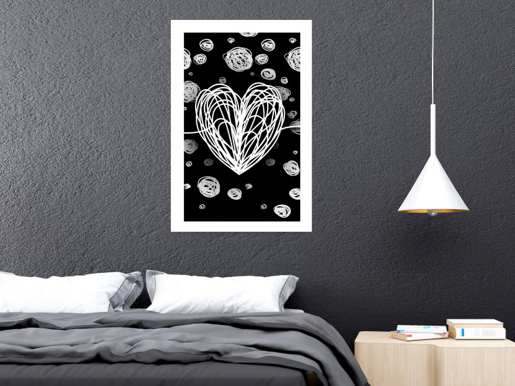 Poster Center of the Galaxy - abstract heart on a black background with white spheres 125413 additionalImage 2